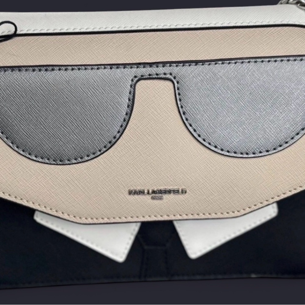 Karl Lagerfeld Multicolor Leather Flap Crossbody Bag with Cardholder included